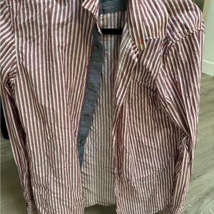 BOSS ORANGE Burgundy and White Striped Shirt